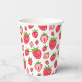 Niedliches Erdbeermuster Geburtstag Pappbecher (Vorderseite)
