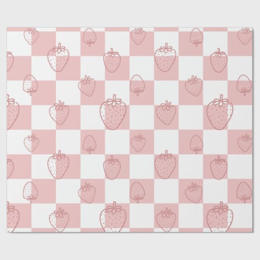 niedliches Erdbeermuster Geschenkpapier (Flach)