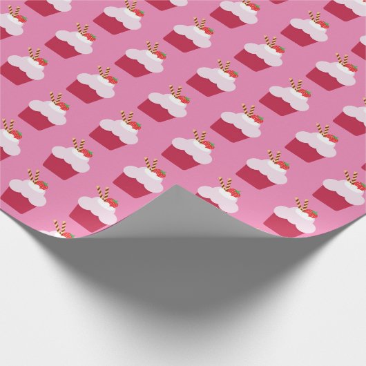 Niedliches Erdbeermuster Geschenkpapier (Ecke)