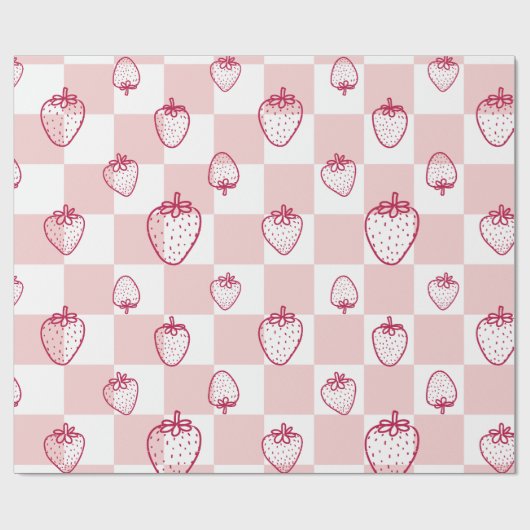 niedliches Erdbeermuster Geschenkpapier (Flach)