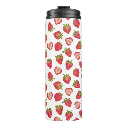 Niedliches Erdbeermuster im Sommer Thermosbecher (Vorderseite)