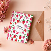 Niedliches Erdbeermuster in Aquarellfarben in der Dankeskarte