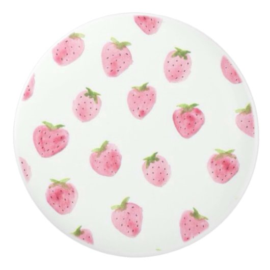 Niedliches Erdbeermuster Keramikknauf (Vorderseite)