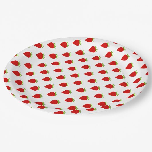 Niedliches Erdbeermuster Pappteller (Schrägansicht)