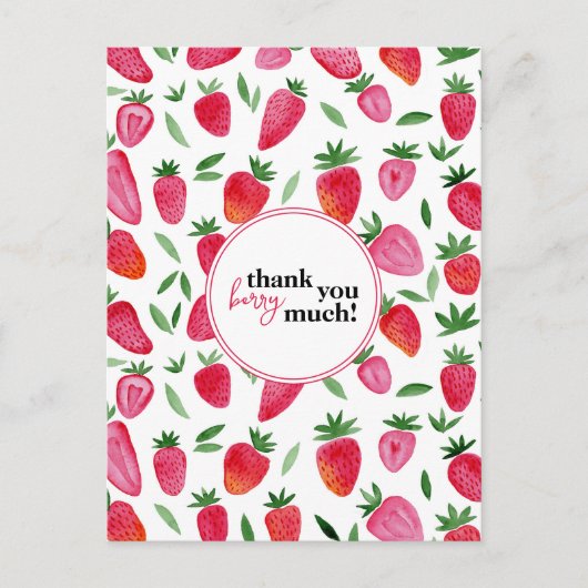 Niedliches Erdbeermuster Postkarte (Vorderseite)