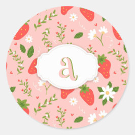 Niedliches Erdbeermuster Runder Aufkleber