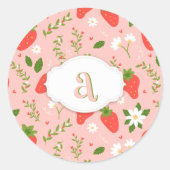 Niedliches Erdbeermuster Runder Aufkleber (Vorderseite)