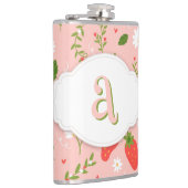 Niedliches Erdbeermuster Vinyl Wrapped Flask Flachmann (Rechts)