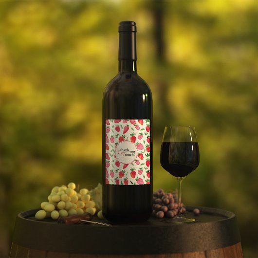 Niedliches Erdbeermuster Weinetikett