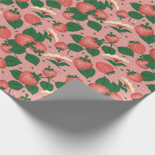 Niedliches Erdbeerpapier Geschenkpapier (Ecke)