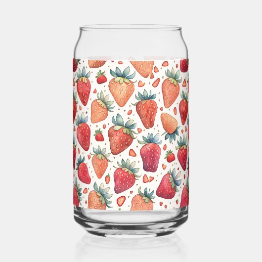 Niedliches Erdbeerrosa Muster Dosenglas (Vorderseite)