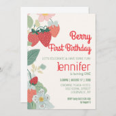 Niedliches Erdbeerthema Custom Berry Erster Geburt Einladung (Vorne/Hinten)