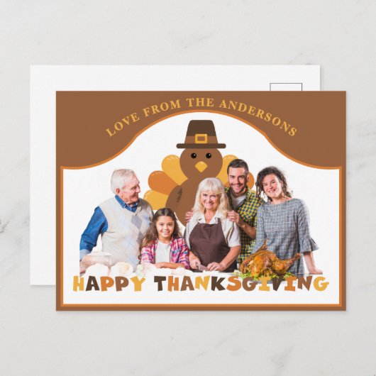 Niedliches Erntedank-Truthahn-Hintergrund-Gruppe F Postkarte (Vorne/Hinten)
