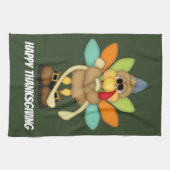 Niedliches Erntedanktruthahn Feiertags-Küchentuch Geschirrtuch (Horizontal)