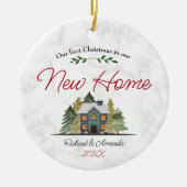 Niedliches erstes Weihnachten in unseren neuen Zuh Keramik Ornament (Vorne)