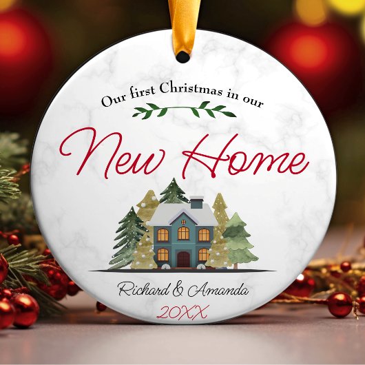 Niedliches erstes Weihnachten in unseren neuen Zuh Keramik Ornament