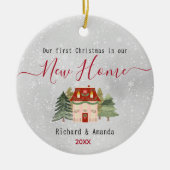 Niedliches erstes Weihnachten in unserer neuen Zuh Keramik Ornament (Vorne)