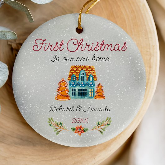 Niedliches erstes Weihnachts-neues Zuhause-Cookie- Keramik Ornament