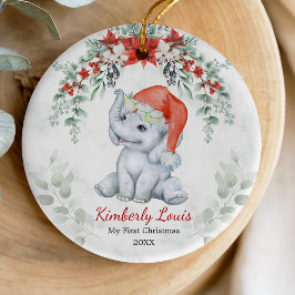 Niedliches erstes Weihnachtsbaby Elefantenmädchen  Keramik Ornament