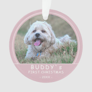 Niedliches Erstes Weihnachtsfest Pink Welpe Hund F Ornament