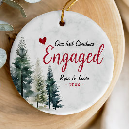 Niedliches erstes Weihnachtsherz Verlobung Keramik Ornament