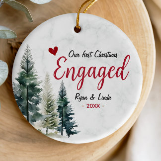 Niedliches erstes Weihnachtsherz Verlobung Keramik Ornament