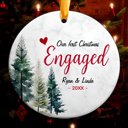 Niedliches erstes Weihnachtsherz Verlobung Keramik Ornament