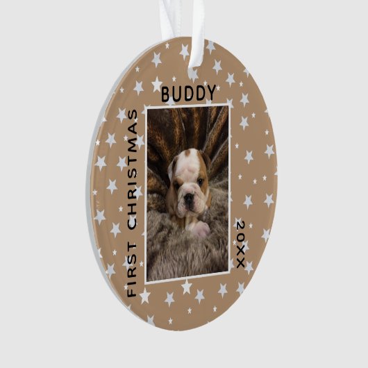 Niedliches Erstes Weihnachtsjunges Foto Ornament (Vorderseite)