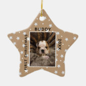 Niedliches erstes Weihnachtsjunges Welpenhund Foto Keramik Ornament (Vorne)