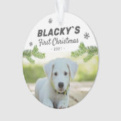 Niedliches erstes Weihnachtsjunges Welpenhund Foto Ornament (Vorderseite)