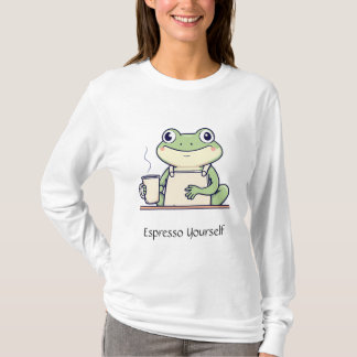 Niedliches Espresso Ihr selbst Frosch Frauenfeind T-Shirt