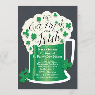 Niedliches Essen Drink Be Irish St Patrick's Day P Einladung