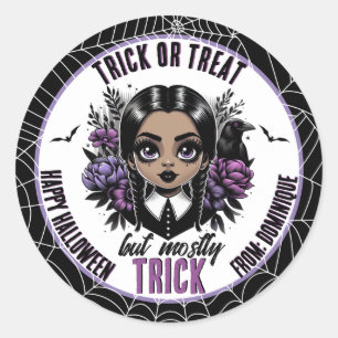 Niedliches ethnisch-gotisches Girl Halloween Runder Aufkleber