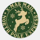 Niedliches Etikett für den Nordpol des Santa Siege Runder Aufkleber (Vorderseite)