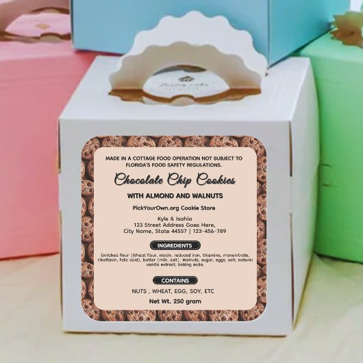 Niedliches Etikett für Florida Hütte | Cookies Quadratischer Aufkleber