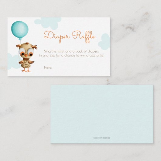 Niedliches Eule Blue Baby Dusche Windelwanne Begleitkarte (Vorne/Hinten)