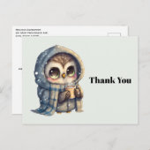 Niedliches Eule, das einen Kaffee hält. Danke Postkarte (Vorne/Hinten)