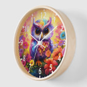 Niedliches Eule farbenfrohe, blühende Kinder Mädch Uhr (Winkel)