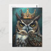 Niedliches Eule in einer Krone Postkarte (Vorne/Hinten)