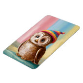 Niedliches Eule in farbenfroher Beanie Magnet (Linke Seite)