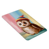 Niedliches Eule in farbenfroher Beanie Magnet (Rechte Seite)