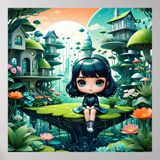 Niedliches Eule in farbenfroher Beanie Poster (Vorne)