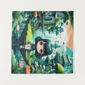 Niedliches Eule in farbenfroher Beanie Wandteppich (Vorderseite (Horizontal))