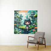 Niedliches Eule in farbenfroher Beanie Wandteppich (Beispiel)