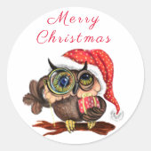 Niedliches Eule mit Geschenksticker Runder Aufkleber (Vorderseite)