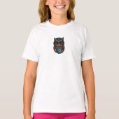 "Niedliches Eule mit Kaffee-Cup" Witziges Design T-Shirt (Vorderseite)