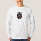 "Niedliches Eule mit Kaffee-Cup" Witziges Design T-Shirt (Vorderseite)