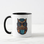 "Niedliches Eule mit Kaffee-Cup" Witziges Design Tasse (Links)