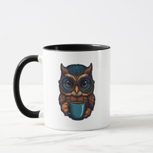 "Niedliches Eule mit Kaffee-Cup" Witziges Design Tasse (Links)