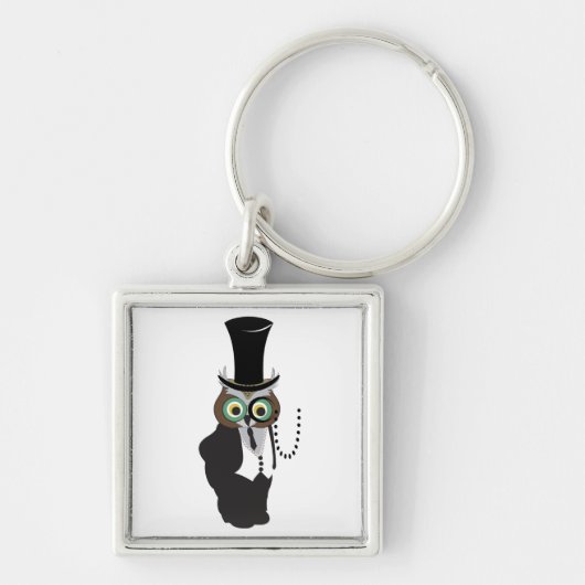 Niedliches Eule mit Monocle Schlüsselanhänger (Vorne)